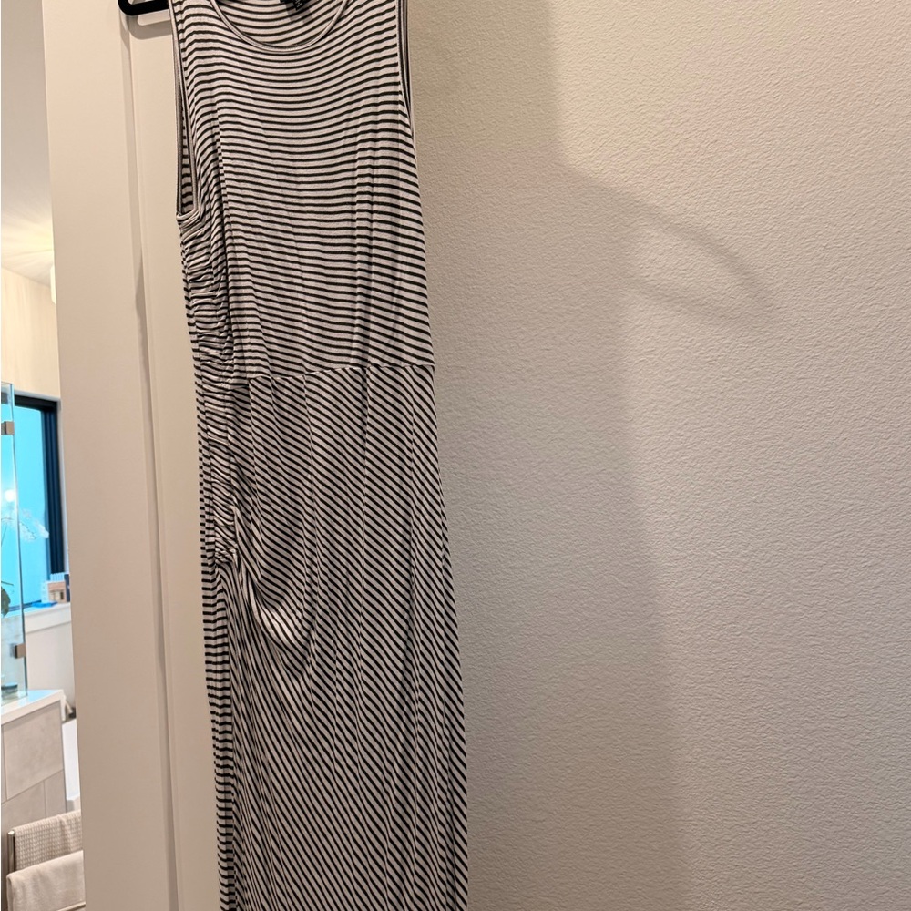 Bobeau Black and White Striped Dress